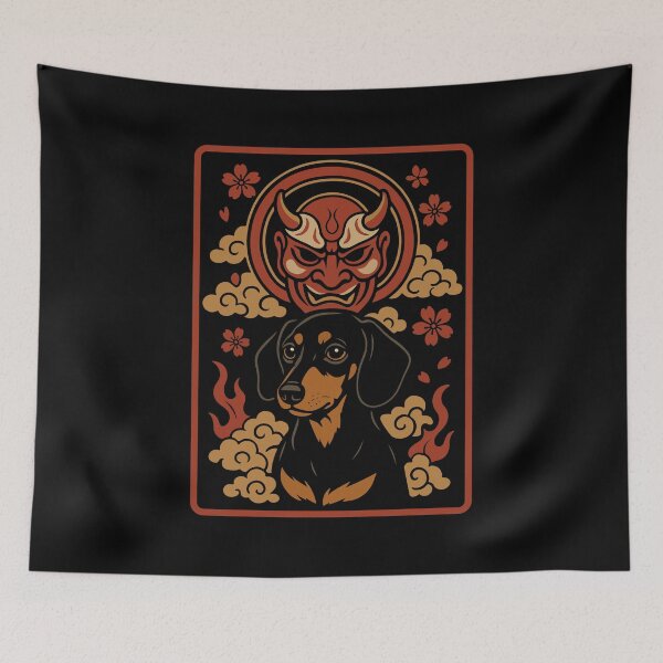 Item preview, Dachshund Oni Mask | Japanese Dog Crest | Bold Doxie Illustration designed and sold by pick-o-print.
