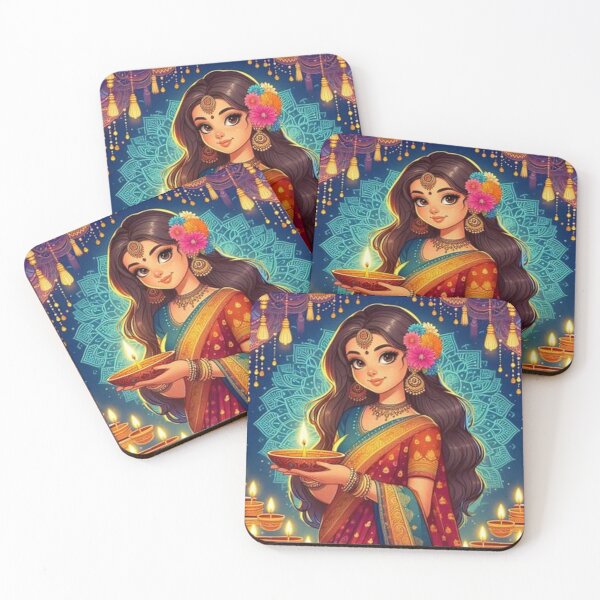 Item preview, Traditional Indian Girl Carrying Diya Lamp  designed and sold by Mywaymylife.