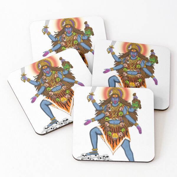 Item preview, Goddess Kali Standing on Pile of Skulls | Fierce Hindu Divine Art | Shakti & Power Spiritual Artwork designed and sold by Harshit_Digital_Arts.