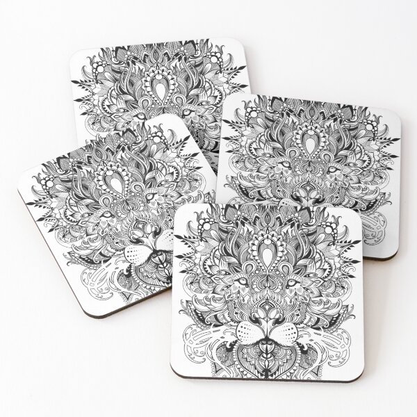 Item preview, Black And White Mandala Pattern Lion designed and sold by LoyalJohnston.
