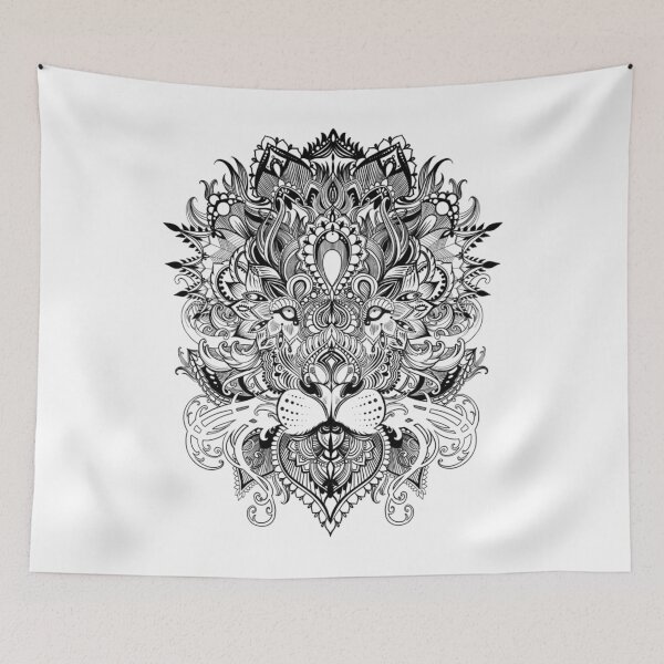 Item preview, Black And White Mandala Pattern Lion designed and sold by LoyalJohnston.