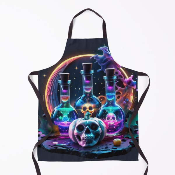 Item preview, Neon Cosmic Skull Potion Bottles | Psychedelic Halloween Elixirs | Witchcore Art designed and sold by Medeea Publishing.