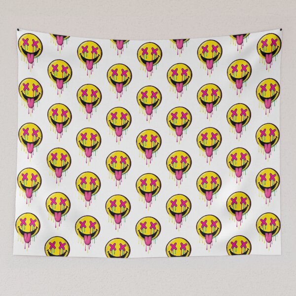 Item preview, Psychedelic Melting Smiley Face Pop Art with Neon Drips and Graffiti Vibes designed and sold by PixelVibe782.
