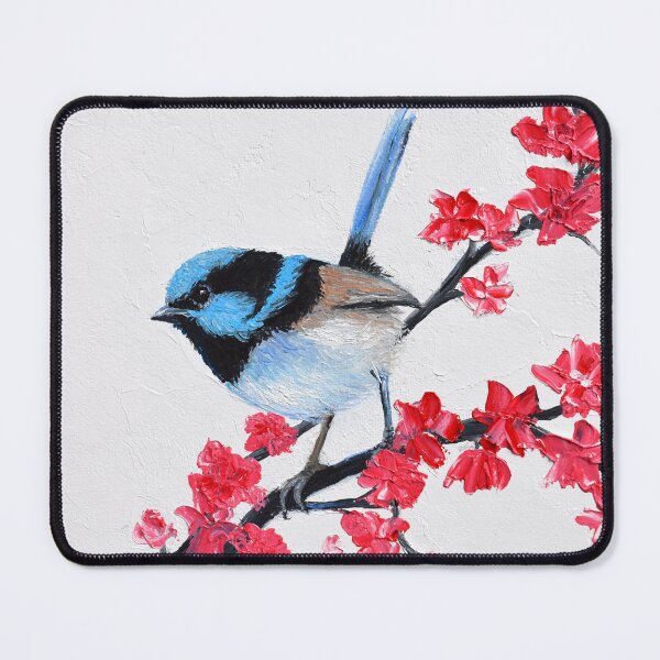 Item preview, Fairy wren on a Japanese cherry blossom branch designed and sold by MatsonArtDesign.