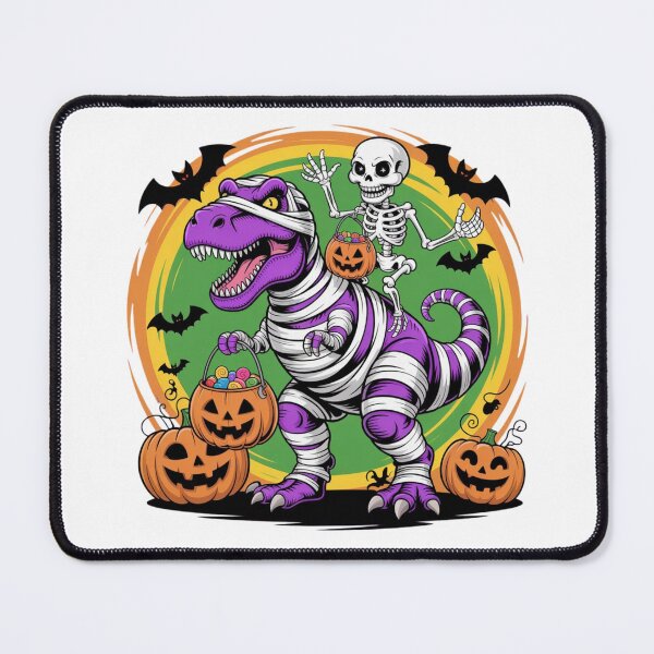 Item preview, Skeleton Riding Mummy Dinosaur Funny Halloween Candy Bucket Pumpkin designed and sold by thebest-2studio.