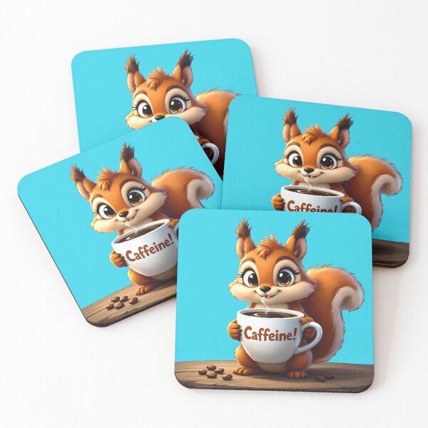 Item preview, Cute squirl holding coffee cup designed and sold by Payne's Prints.