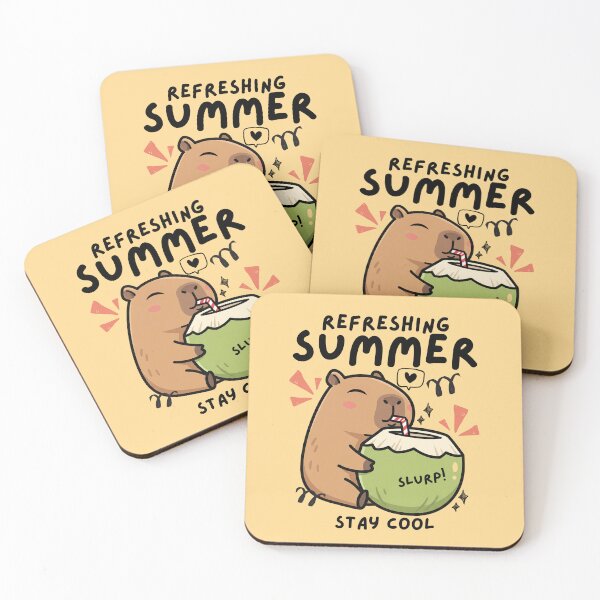 Item preview, Refreshing Summer - Cute Capybara Drinking Coconut designed and sold by The magic  Yellow bus.