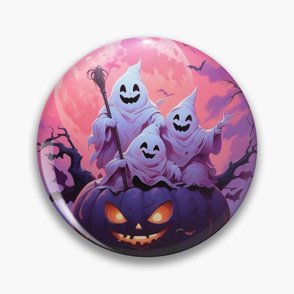 Item preview, Cute Ghosts on Pumpkin under Full Moon | Spooky Halloween Night designed and sold by KiraChie.