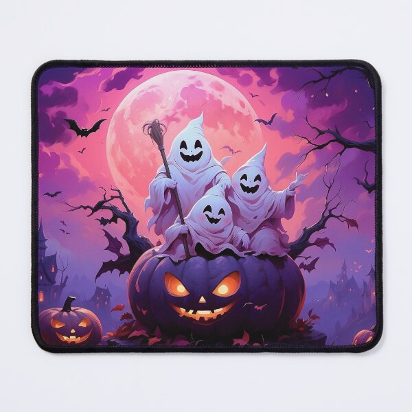 Item preview, Cute Ghosts on Pumpkin under Full Moon | Spooky Halloween Night designed and sold by KiraChie.