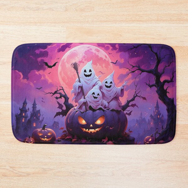 Item preview, Cute Ghosts on Pumpkin under Full Moon | Spooky Halloween Night designed and sold by KiraChie.