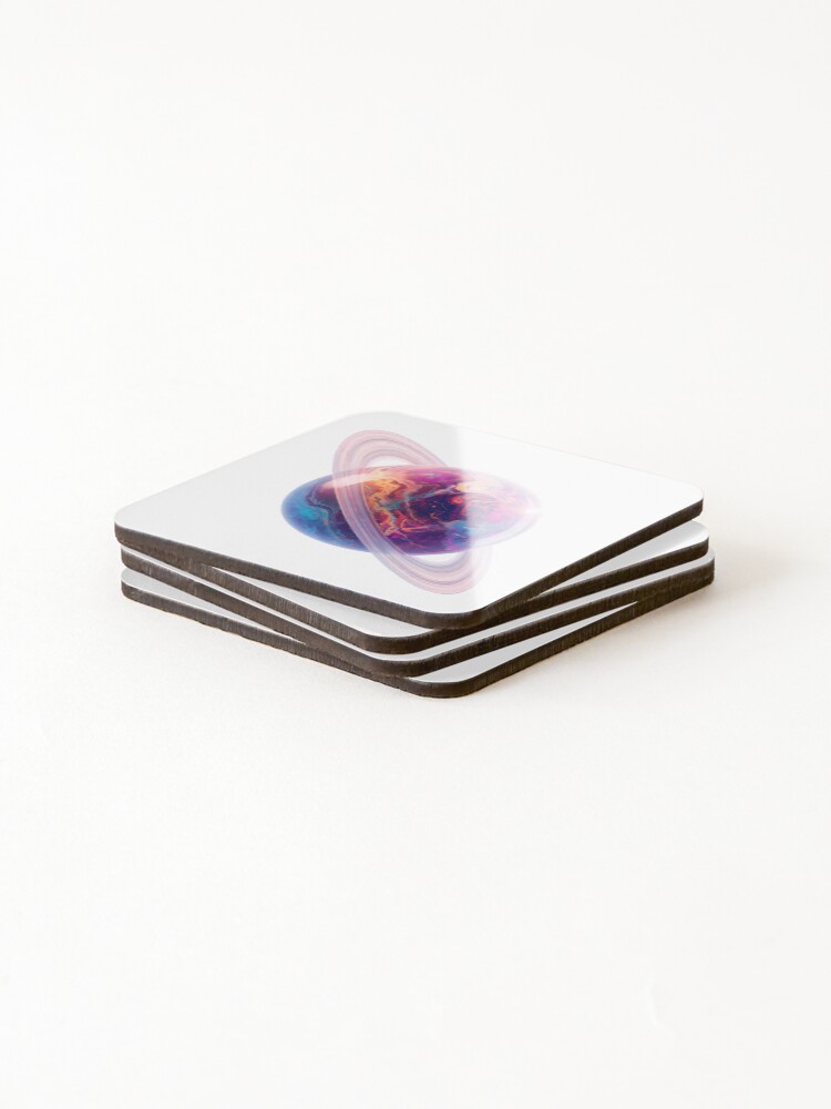 Thumbnail 4 of 5, Coasters (Set of 4), Neon Ringed Planet designed and sold by RvinJo8.