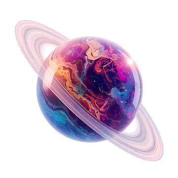 Artwork thumbnail, Neon Ringed Planet by PING 999 STUDIO