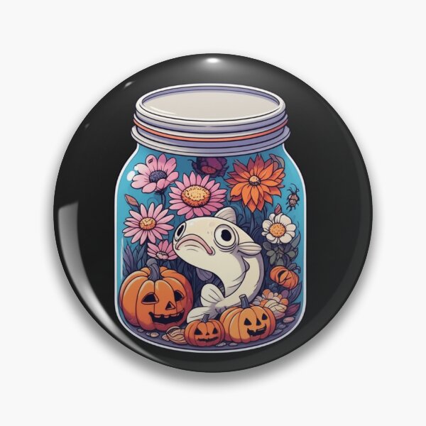 Item preview, Anime Catfish in Candy Jar – Funny Chibi Catfish with Flowers, Insects, and Halloween Pumpkins designed and sold by ColorSplash123.
