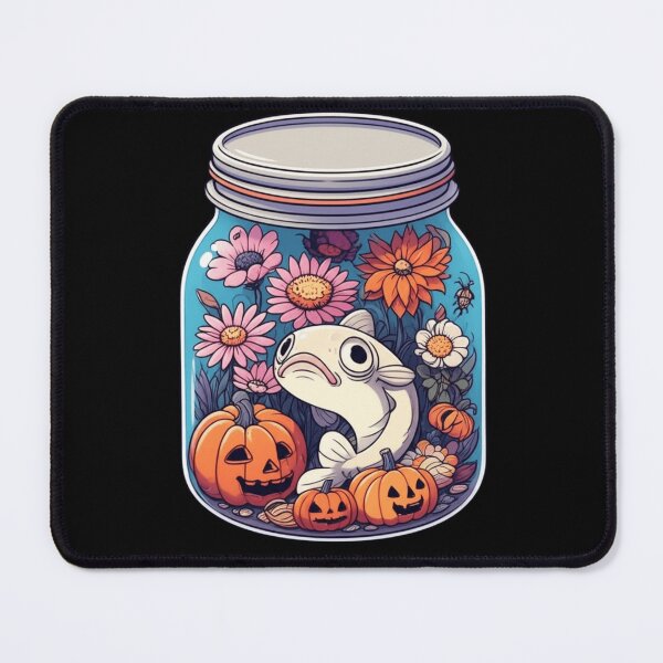 Item preview, Anime Catfish in Candy Jar – Funny Chibi Catfish with Flowers, Insects, and Halloween Pumpkins designed and sold by ColorSplash123.