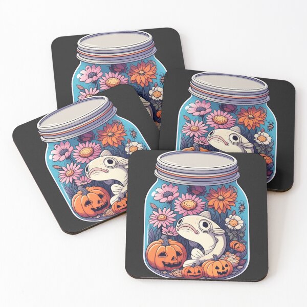 Item preview, Anime Catfish in Candy Jar – Funny Chibi Catfish with Flowers, Insects, and Halloween Pumpkins designed and sold by ColorSplash123.