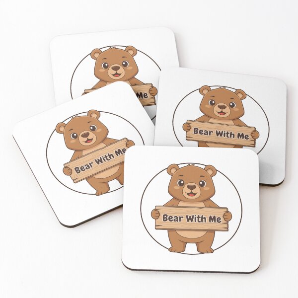 Item preview, Cute Cartoon Bear Holding Wooden Sign | Funny Animal Illustration designed and sold by Tickle Truths.