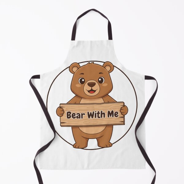 Item preview, Cute Cartoon Bear Holding Wooden Sign | Funny Animal Illustration designed and sold by Tickle Truths.