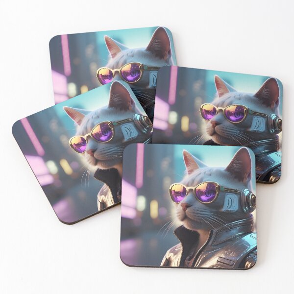Item preview, Futuristic Retro Cat with Glasses designed and sold by johndesignwaves.