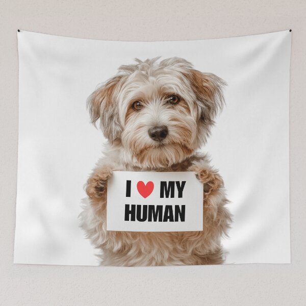 Item preview, Cute Dandie Dinmont Terrier dog with Signboard I love my Human  designed and sold by LazyOwlStore.