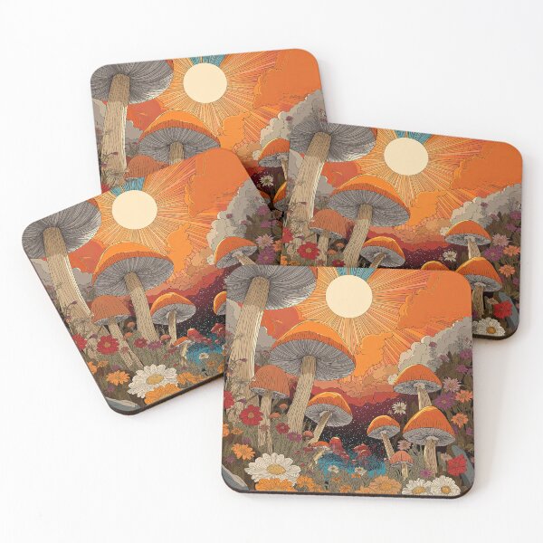 Item preview, Colorful Mushroom And Sunbeams, designed and sold by foxstudio2000.