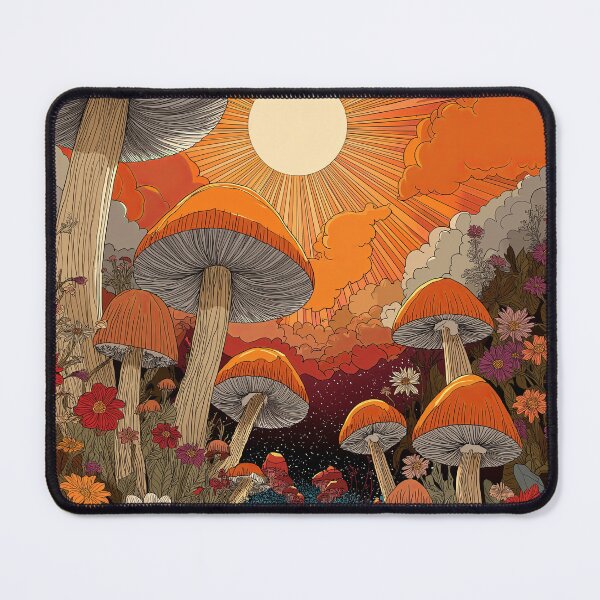 Item preview, Colorful Mushroom And Sunbeams, designed and sold by foxstudio2000.
