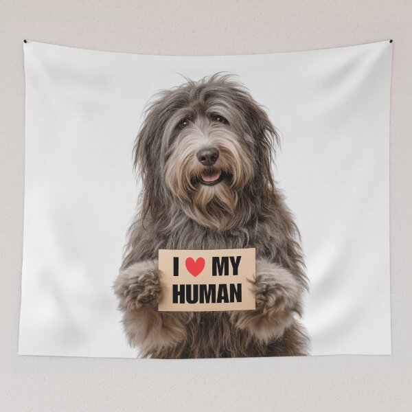 Item preview, Cute Bergamasco Sheepdog with Signboard I love my Human  designed and sold by LazyOwlStore.