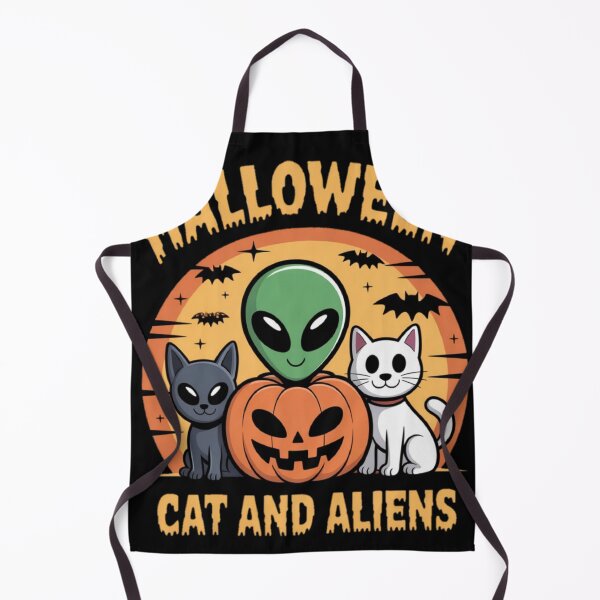 Item preview, Cute Alien Halloween with Cats and Pumpkin designed and sold by ALL ART .