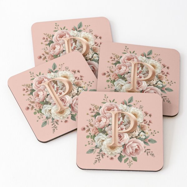 Item preview, Floral Monogram Letter P Wall Art – Elegant Gold Initial P with Roses & Peonies | Personalized Wedding Gift, Nursery Decor, Feminine Botanical Initial P Print designed and sold by AmenAlways.