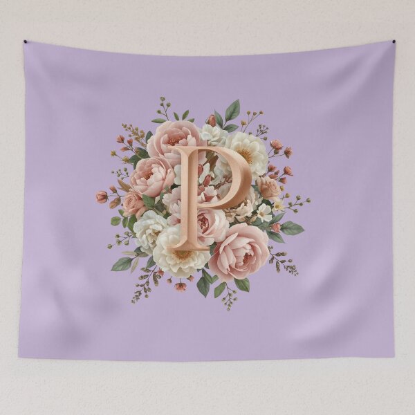 Item preview, Floral Monogram Letter P Wall Art – Elegant Gold Initial P with Roses & Peonies | Personalized Wedding Gift, Nursery Decor, Feminine Botanical Initial P Print designed and sold by AmenAlways.