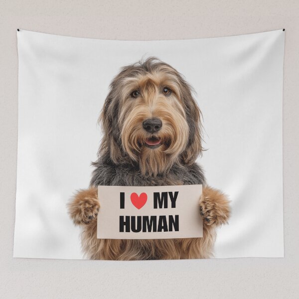 Item preview, Cute Otterhound dog with Signboard I love my Human  designed and sold by LazyOwlStore.