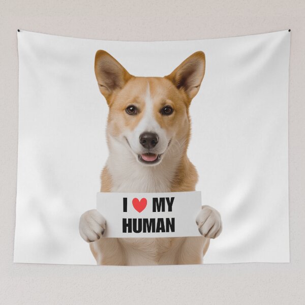 Item preview, Cute Canaan dog with Signboard I love my Human  designed and sold by LazyOwlStore.