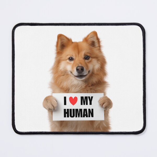 Item preview, Cute Finnish Spitz dog with Signboard I love my Human designed and sold by LazyOwlStore.
