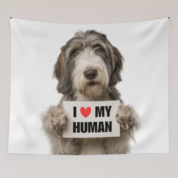 Item preview, Cute Grand Basset Griffon Vendéen dog with Signboard I love my Human  designed and sold by LazyOwlStore.