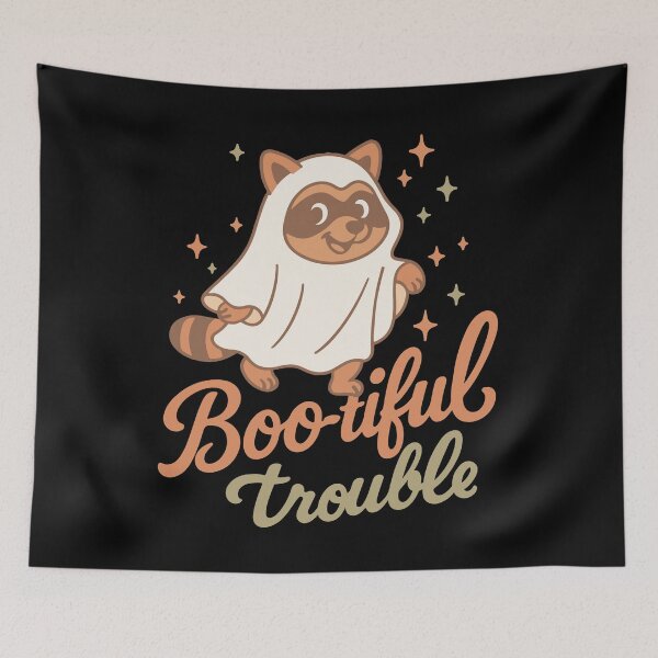 Item preview, Boo-tiful Trouble Halloween Party Fun raccoon designed and sold by LuminOrb.