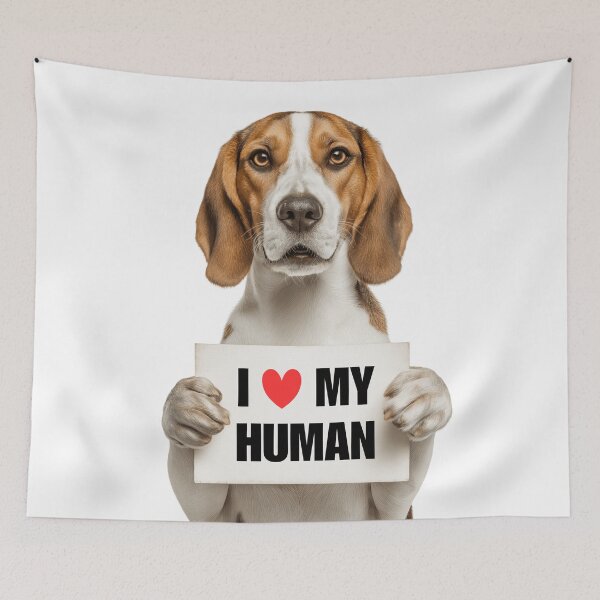 Item preview, Cute English Foxhound dog with Signboard I love my Human  designed and sold by LazyOwlStore.