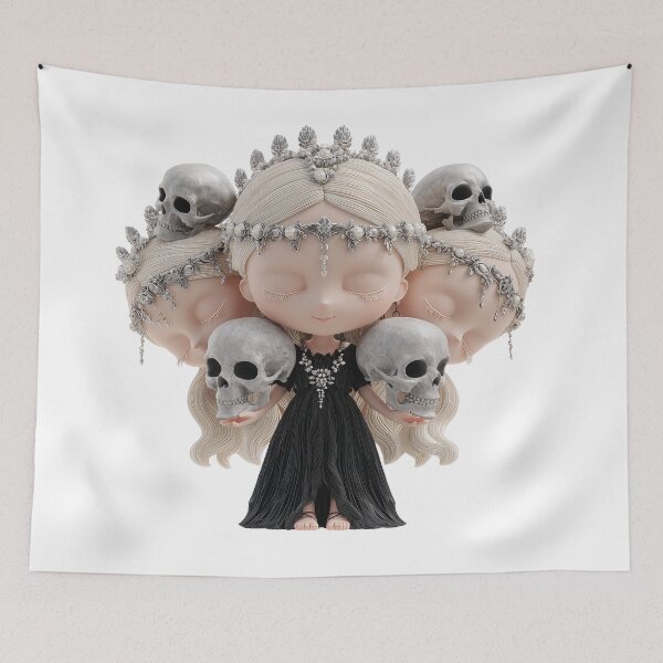 Item preview, Hekate Chibi Halloween Skull Goddess | Cute Gothic Witch Art designed and sold by GoldenChiArt.