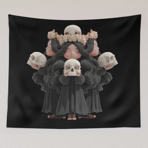 Item preview, Hekate Chibi Halloween Skull Goddess | Cute Gothic Witch Art designed and sold by GoldenChiArt.