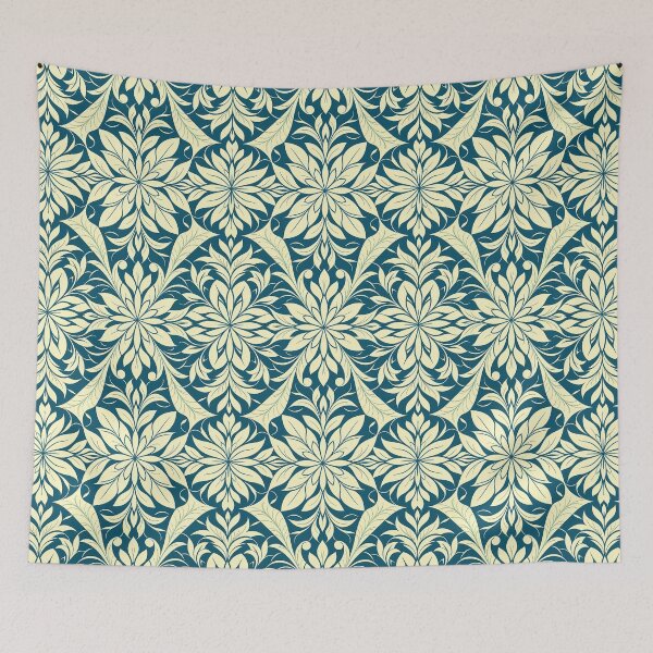 Item preview,  Blue, Flowers & Leaves, Abstract Artistic Stylize, Symmetrical Repeated Texture Pattern (image size 8320x12480) designed and sold by Digital-Davinci.