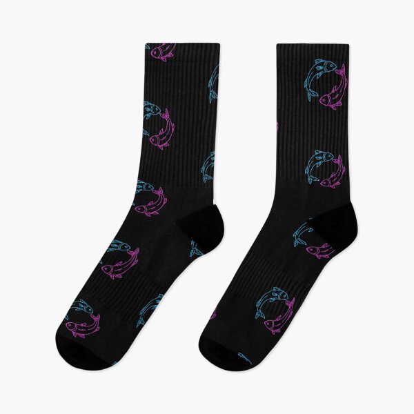Item preview, Neon Yin Yang Fish – Minimalist Glowing Blue and Pink Line Art designed and sold by PixelVibe782.