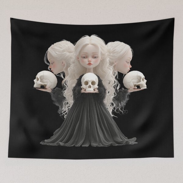 Item preview, Hekate Chibi Halloween Skull Goddess | Cute Spooky Witch Art designed and sold by GoldenChiArt.