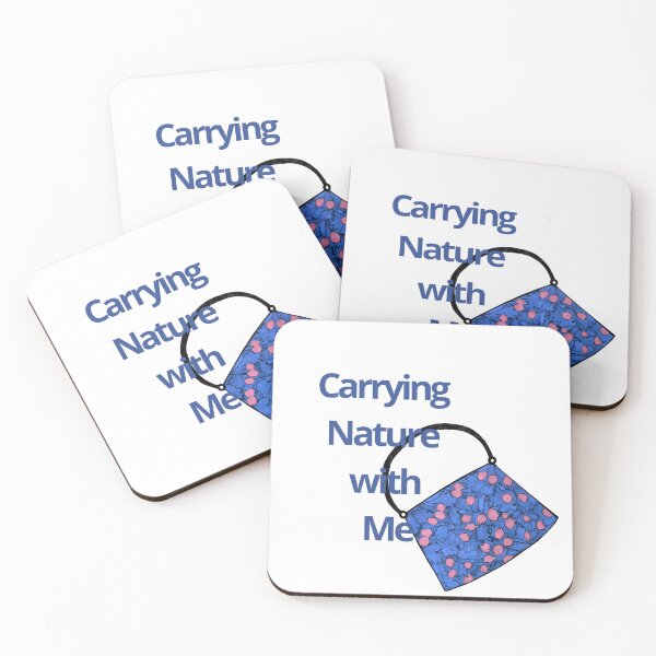 Item preview, Carrying Nature With Me | Blue Script with Leaves and Pink Berries designed and sold by MotivTrustArt.
