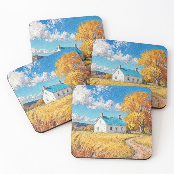 Item preview, Golden Autumn Farmstead - Rural Impressionist Landscape designed and sold by JackrabbitPub.