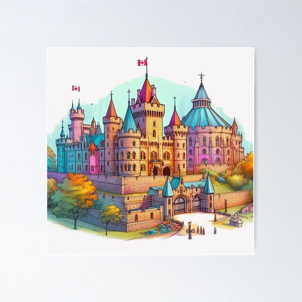 Item preview,  Colorful 3D Sketch of Windsor Castle Canada – Cute and Beautiful Views,  designed and sold by PaintMeWorld.
