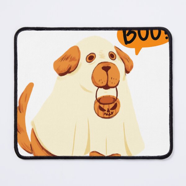 Item preview, Halloween Dog Ghost with pumpkin basket spooky cute designed and sold by StellasRealm.