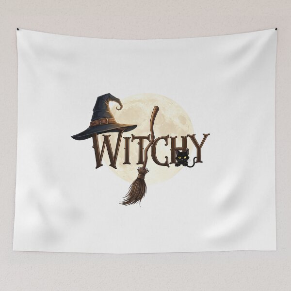 Item preview, Witchy - Full Moon Black Cat Broom, designed and sold by Happyfreedom.