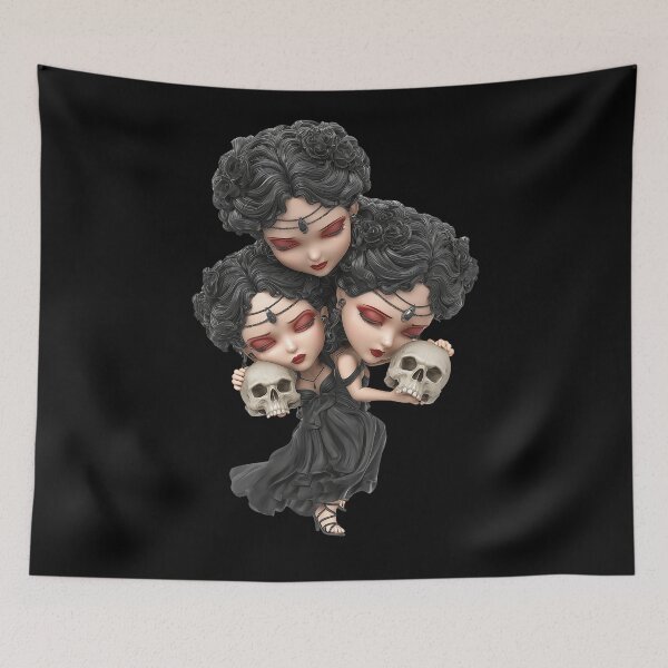 Item preview, Hekate Chibi Halloween Skull Goddess | Dark Cute Gothic Witch Art designed and sold by GoldenChiArt.