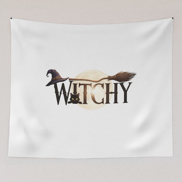 Item preview, Witchy - Full Moon Black Cat Broom, designed and sold by Happyfreedom.