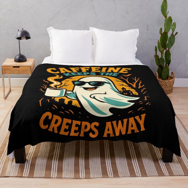 Item preview, Caffeine Keeps The Creeps Away Ghost Halloween designed and sold by LuminOrb.