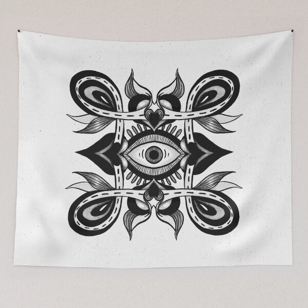 Item preview, Trippy Monochrome Eye - Black and White Weirdcore Art designed and sold by Boriana Giormova.