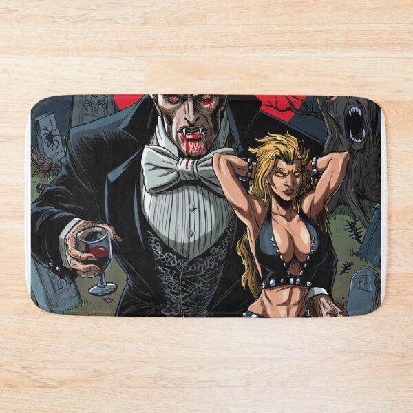 Item preview, Vampire count Dracula and a cute werewolf lycanthrope girl illustration halloween art designed and sold by Vintage Designs +.
